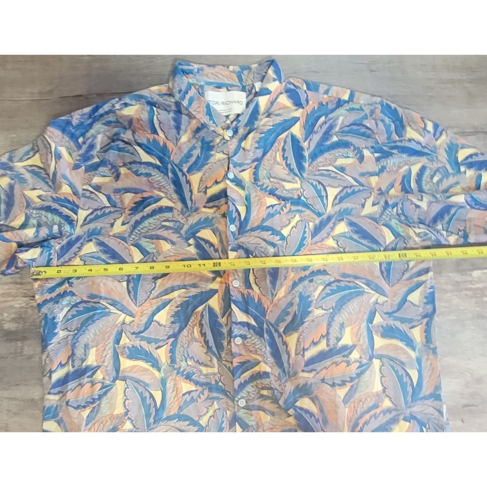 Tori Richard Shirt Men 2XL Hawaiian Aloha Leaf Print Tropical Button Up Camp USA - Picture 8 of 11